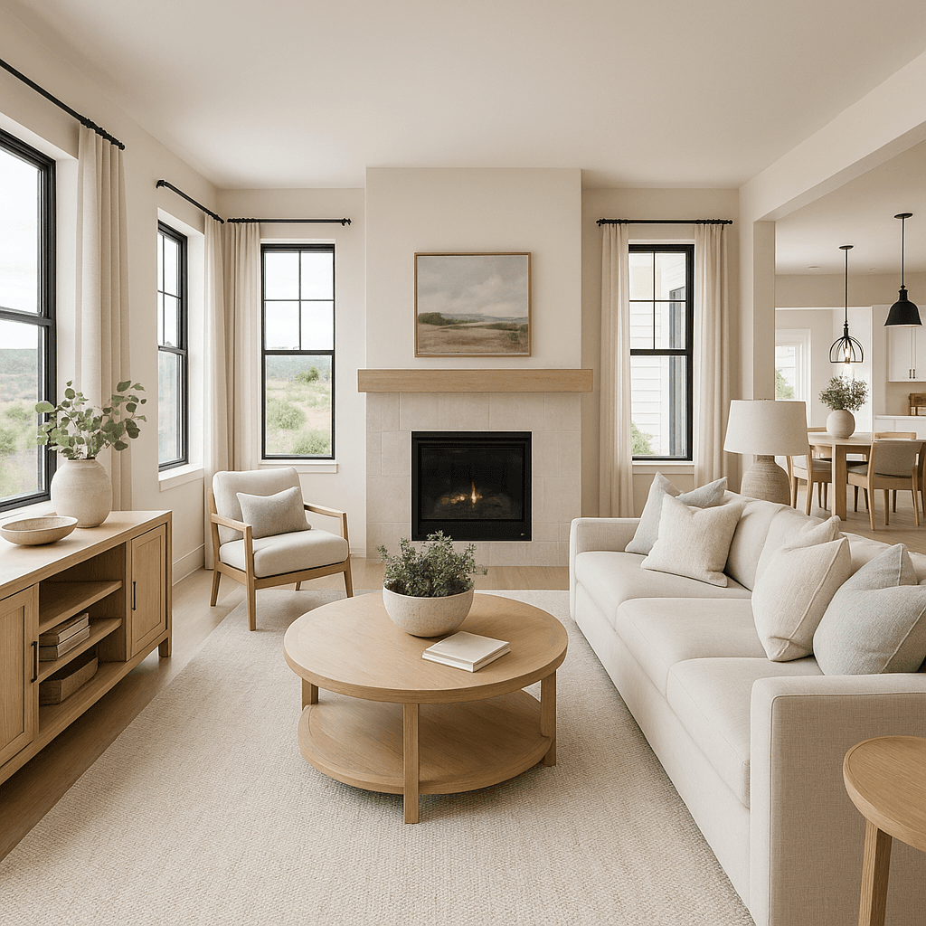 Professional cleaner with cleaning supplies in a modern kitchen